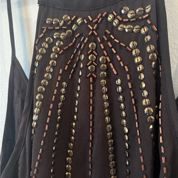 Free People Sedona Embellished Black and Gold Sequin Mini Slip Dress - Picture 7 of 11